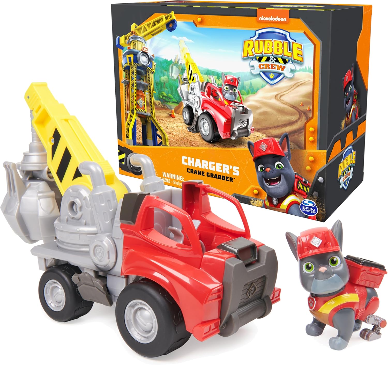 Rubble & Crew, Charger\u2019s Crane Grabber Toy Truck with Movable Parts and a Collectible Action Figure, Kids Toys for Ages 3 and Up